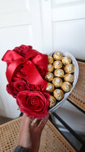Load image into Gallery viewer, White Heart Shaped Luxury Silk Rose & Chocolate Box