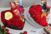 Load image into Gallery viewer, Valentine's Heart Shaped Luxury Red Silk Rose & Chocolate Box