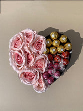 Load image into Gallery viewer, Heart Shaped Luxury Silk Rose & Chocolate Box